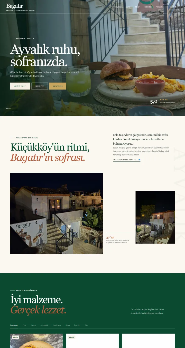 Bagatır House & Café web sitesi ana sayfası