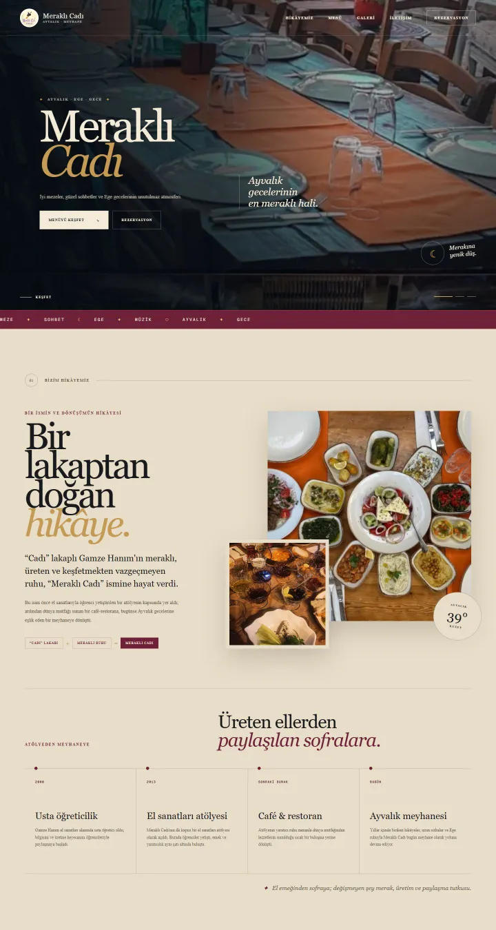 Meraklı Cadı Meyhane web sitesi ana sayfası
