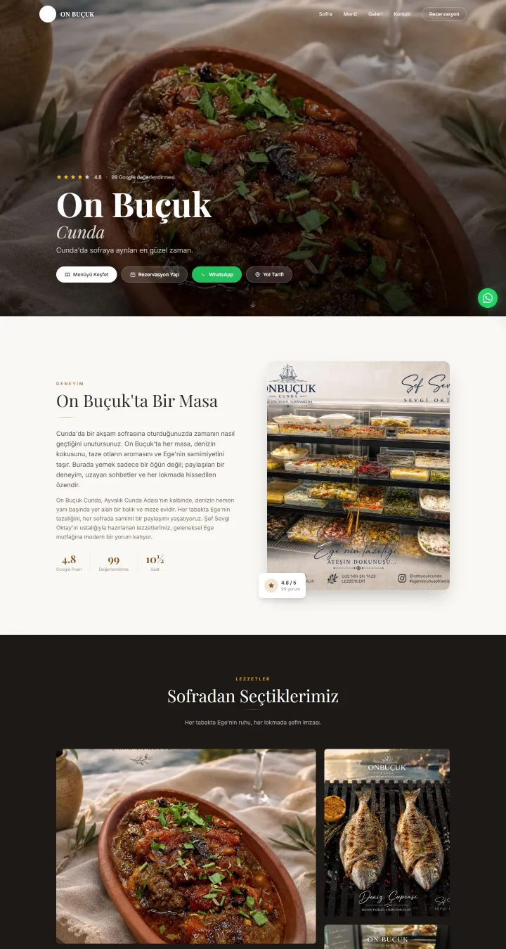 On Buçuk Cunda web sitesi ana sayfası