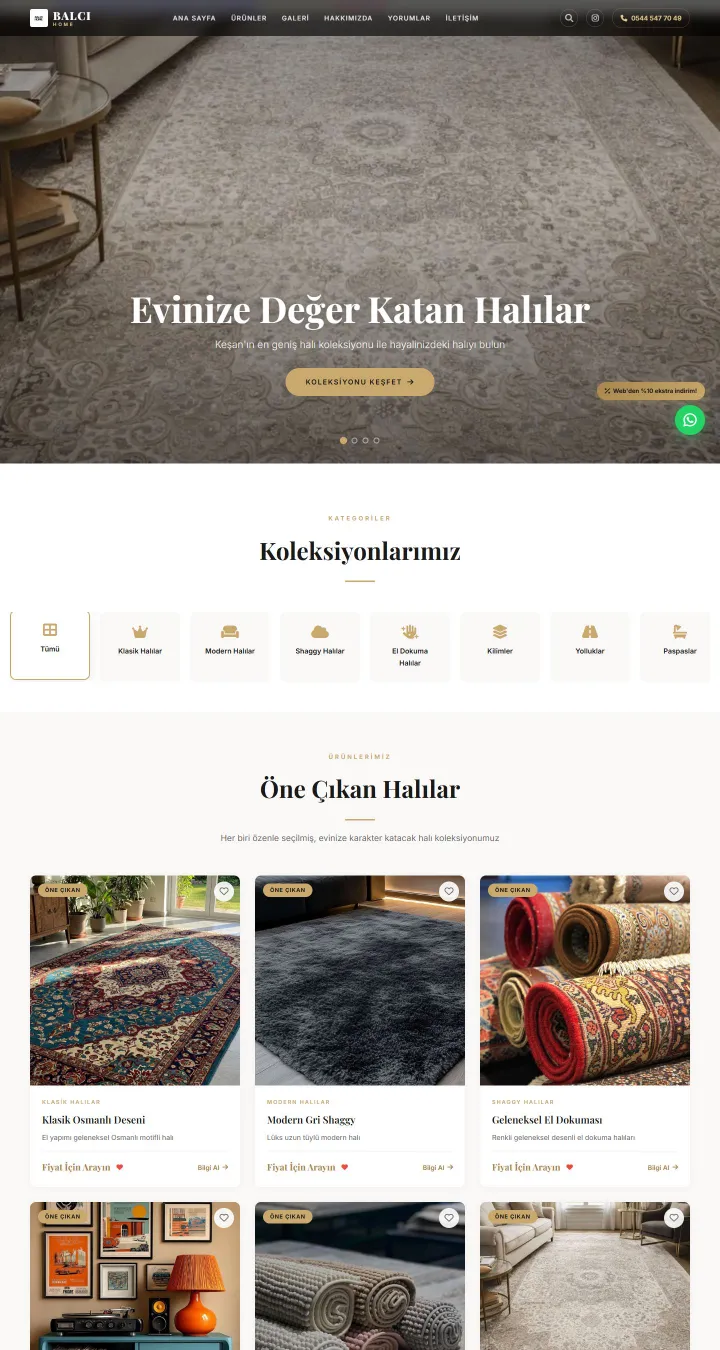 Balcı Home web sitesi ana sayfası
